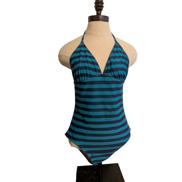 old navy blue striped swimsuit 2012 size M - Picture 1 of 5